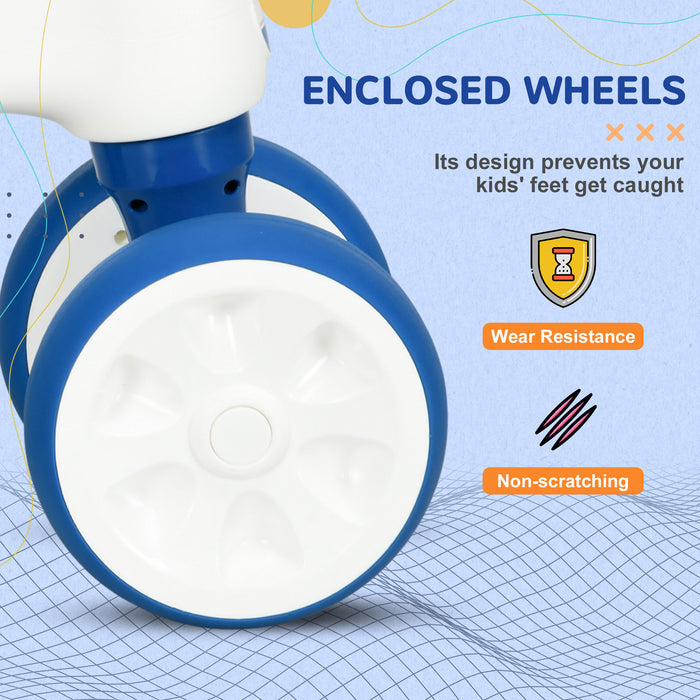 Kids' Balance Bike for Ages 18-36 Months - Anti-Slip Handlebars, 4-Wheel Stability, No-Pedal Design - Perfect First Bike Gift for Toddlers in Blue