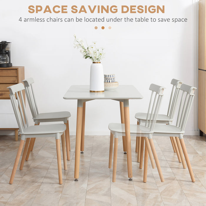 Space Saver 5-Piece Dining Set with Beechwood Legs - Compact Grey Kitchen Table with 4 Chairs - Ideal for Small Spaces and Cozy Nooks