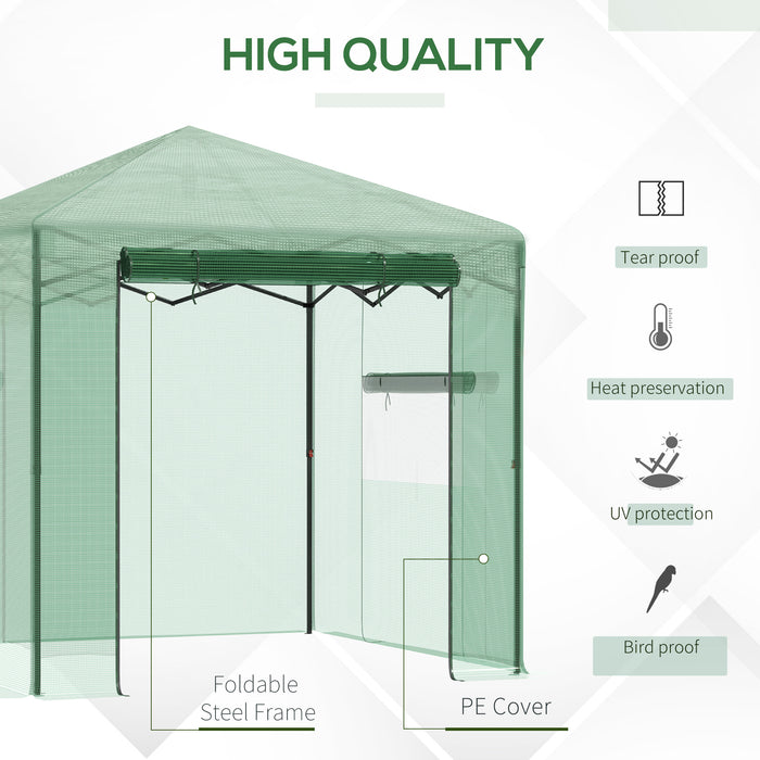 Foldable Pop-up Walk-In Greenhouse - PE Cover with Steel Frame for Outdoor Gardening - Includes Carrying Bag, Green, 2.4x1.8x2.4m Ideal for Plant Protection