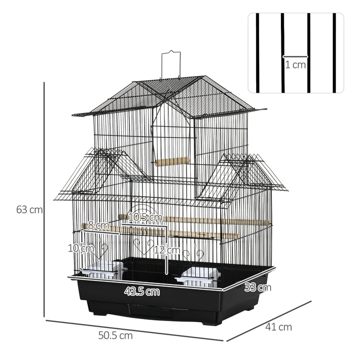 Sturdy Metal Bird Cage for Small Birds - Includes Plastic Swing, Perch, Food Tray - Ideal for Finch, Canary, and Budgie Comfort and Care