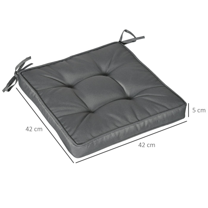 Outdoor Chair Comfort Pad - Grey Garden Seat Cushion with Ties, 40x40cm - Replacement Dining Chair Pad for Patio Furniture