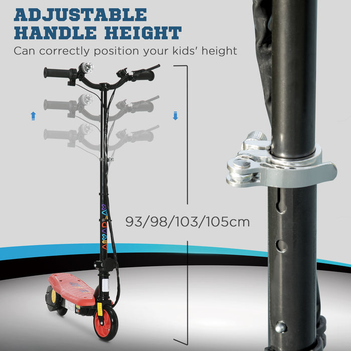 Foldable Electric Scooter with Bright LED Headlight - Easy-to-Carry Design for Kids Ages 7-14 - Fun and Safe Red Scooter for Young Riders