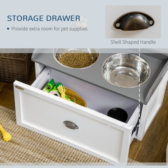 Stainless Steel Elevated Pet Feeders - Dual Raised Bowls with 21L Food Storage Drawer for Large Dogs & Cats - Ergonomic Dining Solution & Pet Supply Organizer