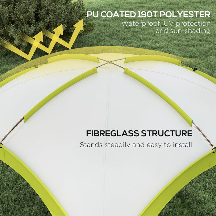 Outdoor Camping Gazebo 3.5x3.5M - Event Dome Shelter with Patio Sun Shade, Garden Arc Pavilion in Green - Ideal Sun Protection for Campers and Garden Parties
