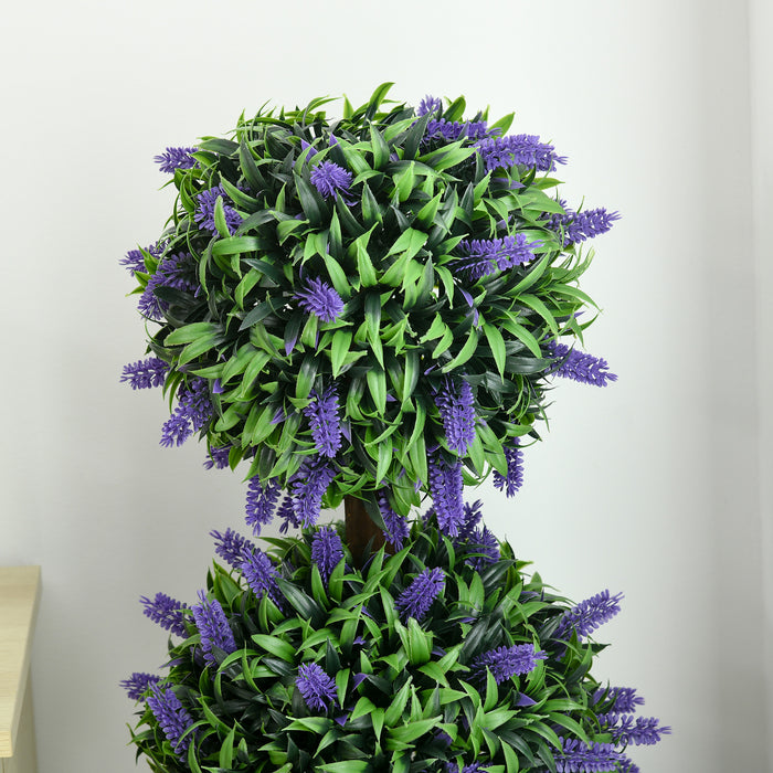 Artificial Lavender Ball Trees in Pots - Set of 2, 110cm Tall, Lifelike Indoor & Outdoor Decor Plants - Perfect for Home and Office Decoration