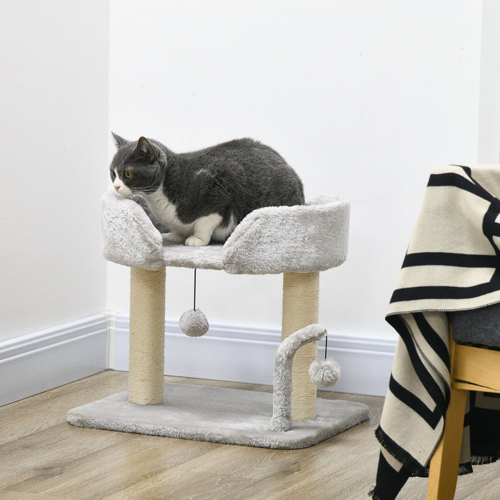 Indoor Cat Activity Center - 42cm Tall with Toy Balls and Sisal Scratching Post - Ideal for Playful Kittens and Cats