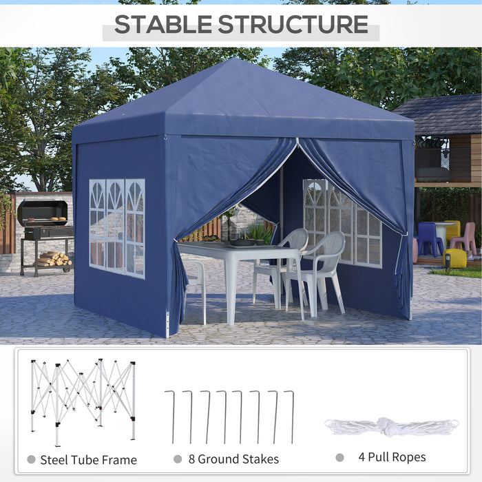 Water-Resistant Gazebo Tent - 3x3m Pop-Up Canopy Marquee with Carry Bag for Outdoor Events - Ideal for Weddings, Camping, and Parties, Blue