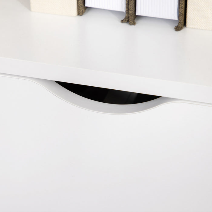 Modern White Bookcase with Drawers - Open Shelving Storage Cabinet for Books - Ideal for Study, Living Room, and Home Office Organization