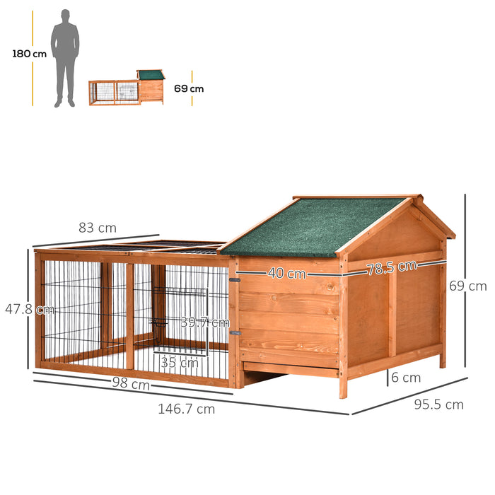 Outdoor Wooden Rabbit Hutch with Detachable Cage - Spacious Guinea Pig Enclosure with Openable Run & Lockable Roof Door, Easy Clean Slide-out Tray - Ideal for Small Pet Security and Comfort