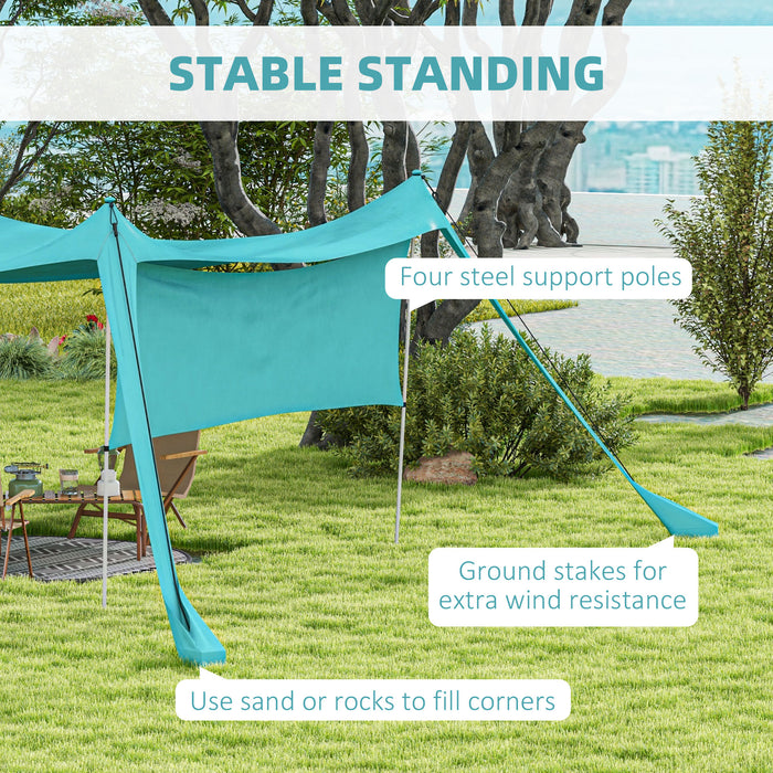 Portable Beach Tent Event Shelter with Detachable Sidewall - Includes Carry Bag, Ideal for Camping, Fishing & Picnics - Sky Blue Shade for Outdoor Activities