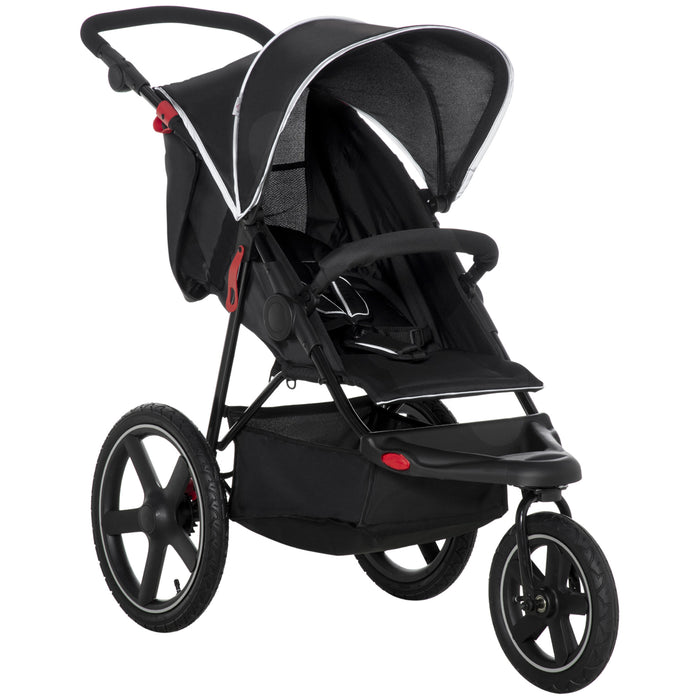 Lightweight Foldable Running Baby Stroller - Three-Wheeler with Adjustable Reclining Seat and Sun Canopy - Easy Maneuverability for Active Parents