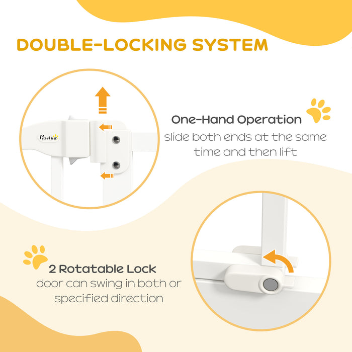 Folding Metal Pet Safety Gate - Dog Barrier with Secure Lock, White - Ideal for Indoor Pet Containment