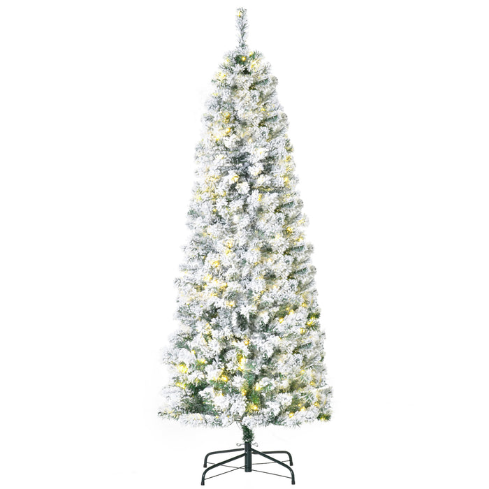 Prelit 6ft Snow-Flocked Artificial Christmas Tree - Warm White LED Lights, Holiday Decor - Perfect for Festive Home Xmas Ambiance