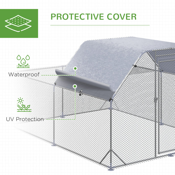 Walk-In Chicken Coop with Roof - Large Hen House and Duck Pen for Outdoor Use, Fits 10-12 Chickens - Spacious 2.8 x 3.8 x 2m Poultry Run for Backyard Farmers