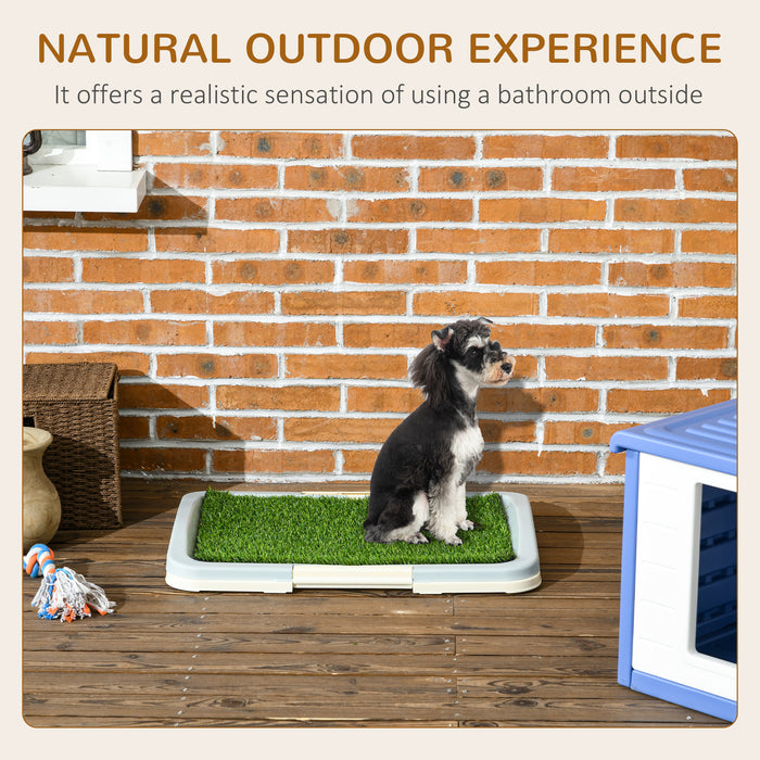 Indoor Puppy Potty Trainer - Artificial Grass Mat with Grid Panel and Leakproof Tray, 63 x 48.5 cm - Ideal for Housebreaking and Small Dogs