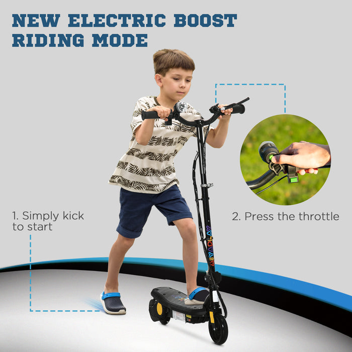 Foldable Electric Scooter with LED Headlight - Ideal Transport for Kids Aged 7-14 - Stylish Black Design for Young Commuters