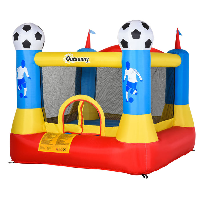 Kids Inflatable Bounce House - Football Field-Themed Trampoline with Included Blower, 2.25 x 2.2 x 1.95m - Ideal Play Area for Children Ages 3-12