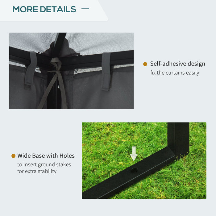 3 x 3 m Garden Metal Gazebo - Patio Wedding Party Marquee with Canopy, Shelter, and Sidewalls in Dark Grey - Ideal for Outdoor Celebrations and Gatherings