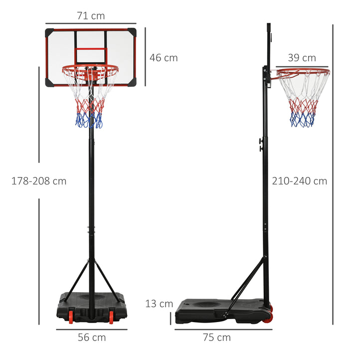 Kids Height-Adjustable Basketball Hoop System - Sturdy Backboard, Weighted Base, Portable Wheels, 1.8-2m Range - Perfect for Young Athletes and Family Fun