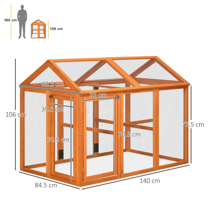 Wooden Chicken Run Coop - 1-3 Chickens Hen House with Combinable Duck Pen, Outdoor Use, Orange - Ideal for Small Poultry Owners