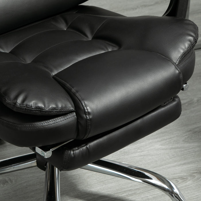 Executive Adjustable Office Chair - PU Leather Swivel Chair with Reclining Backrest & Retractable Footrest - Comfort for Home or Office Use