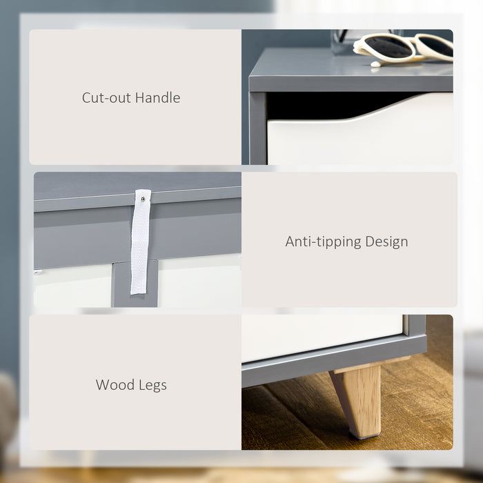 3-Drawer Bedroom Chest - Pine Wood Leg Storage Cabinet for Organizing Essentials - Ideal for Bedroom and Living Room Spaces, White, 75x42x75cm