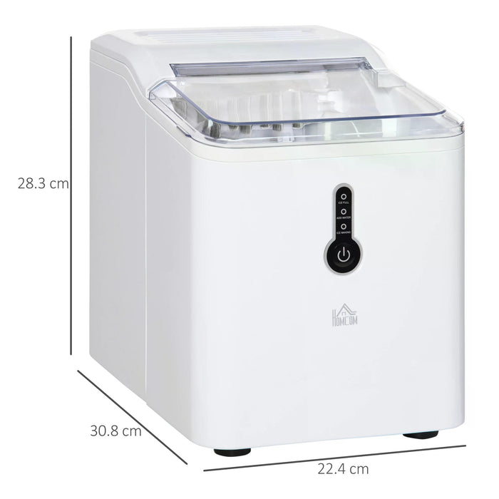 Ice Maker Machine 12kg Capacity - Freestanding Countertop Cube Producer with 1.5L Self-Cleaning Function and Basket - Ideal for Home, Office, and Dining Use in White