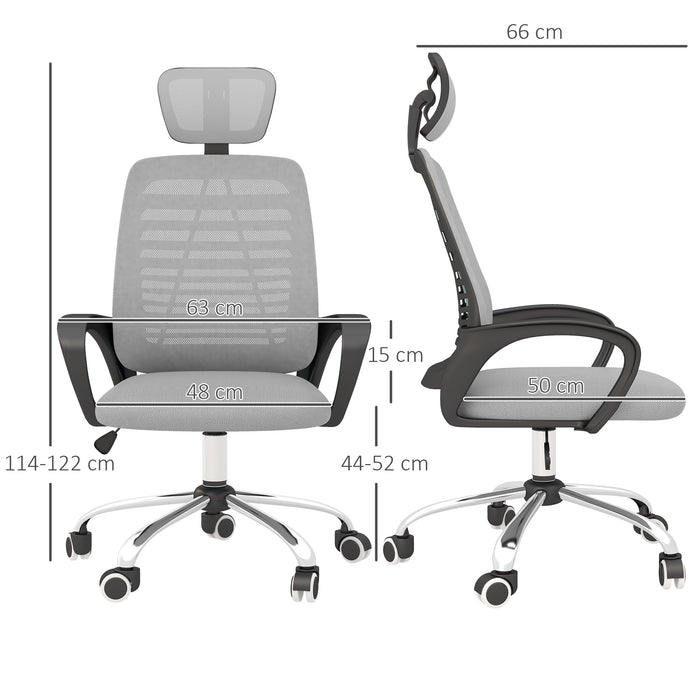 Ergonomic Mesh Office Chair with Adjustable Headrest and Armrests - Lumbar Support for Comfortable Work Seating - Ideal for Home and Office Use