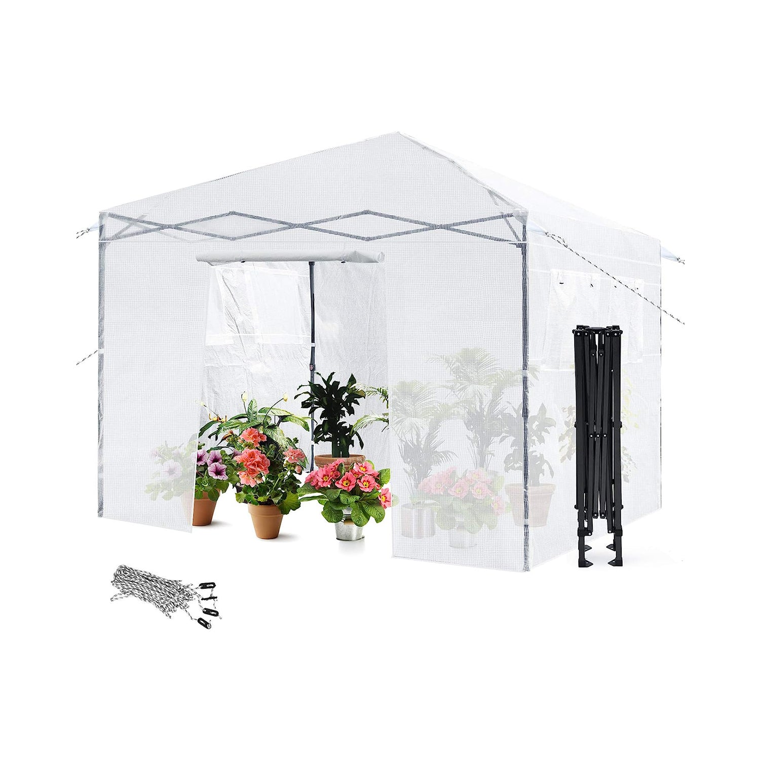 Grow House Brand, Portable Model - Height Adjustable Greenhouse with Durable PE Cover and Convenient Roll-up Doors - Ideal for Plant Growers and Space Savers