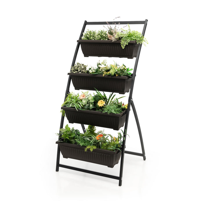 4-Tier Vertical Garden Planter - 163cm Tall with 4 Removable Container Boxes and Drainage Holes - Ideal for Urban Gardening and Space Saving
