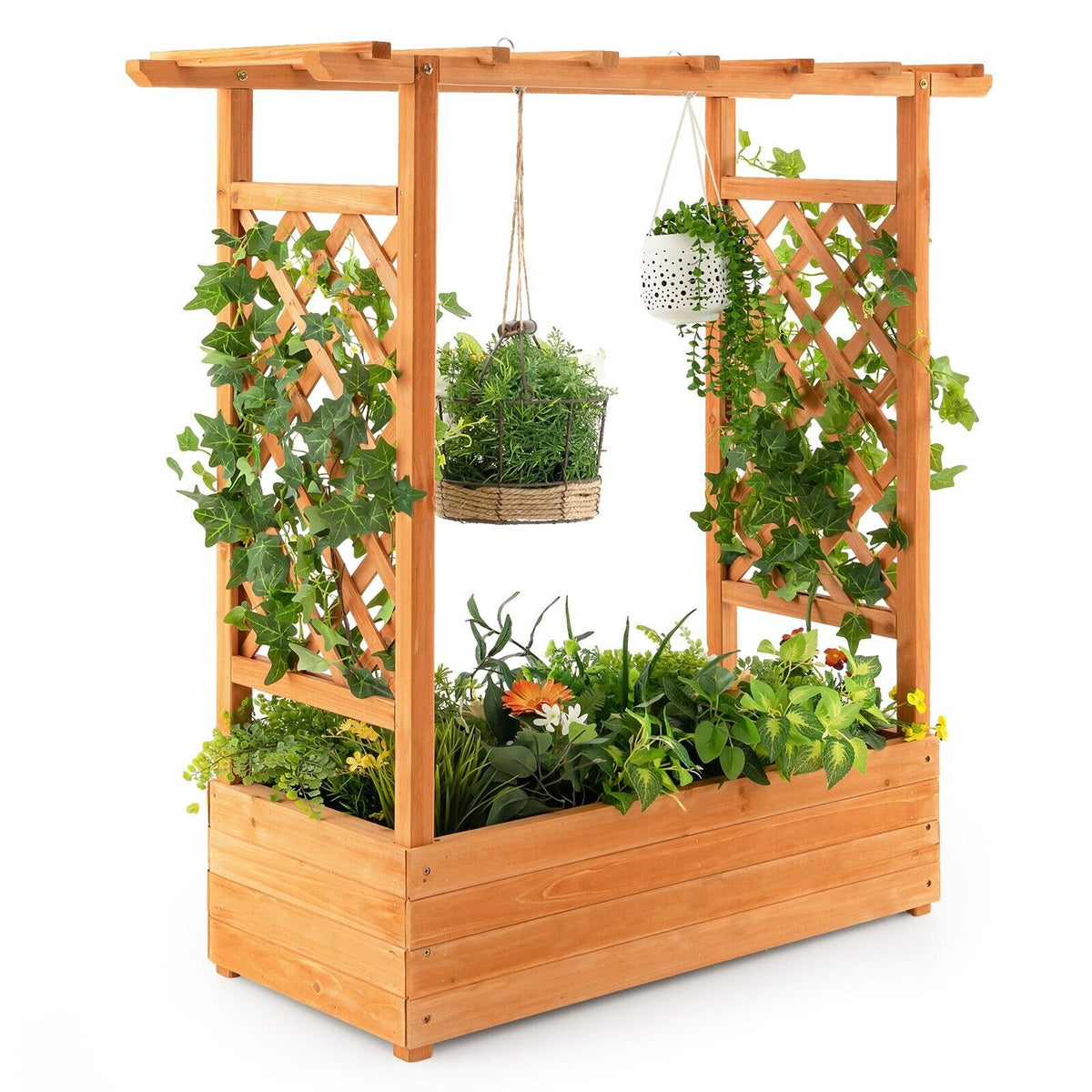 Arch Trellis Raised Garden Bed - Orange Freestanding Modern Outdoor Garden Structure - Perfect for Climbing Plants, Flowers and Vines