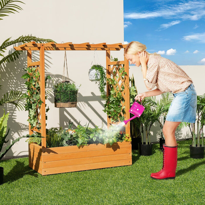 Arch Trellis Raised Garden Bed - Orange Freestanding Modern Outdoor Garden Structure - Perfect for Climbing Plants, Flowers and Vines