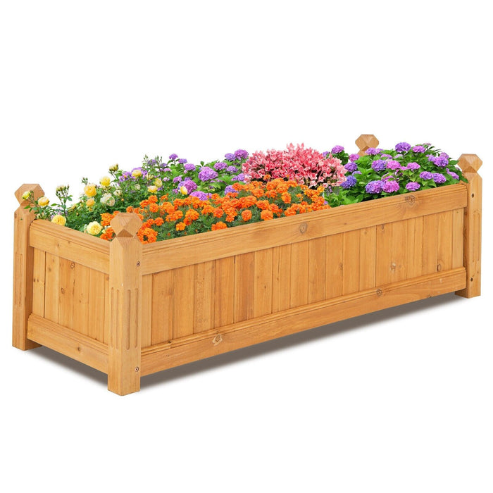 Garden Bed - Wooden Raised Design with Drainage System, Natural Finish - Ideal for Gardeners and Horticulture Enthusiasts