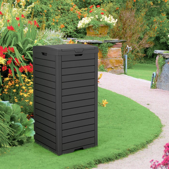 Large Capacity Trash Can 117.5L - With Lid and Pull-Out Liquid Tray Design, Black - Ideal for Outdoor Areas like Backyard