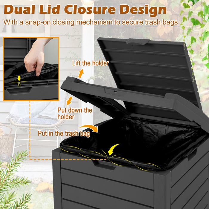 Large Capacity Trash Can 117.5L - With Lid and Pull-Out Liquid Tray Design, Black - Ideal for Outdoor Areas like Backyard