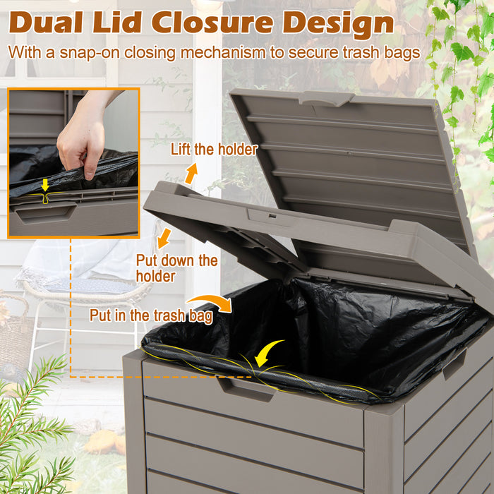 Large Capacity Trash Can 117.5L - With Lid and Pull-Out Liquid Tray Design, Black - Ideal for Outdoor Areas like Backyard