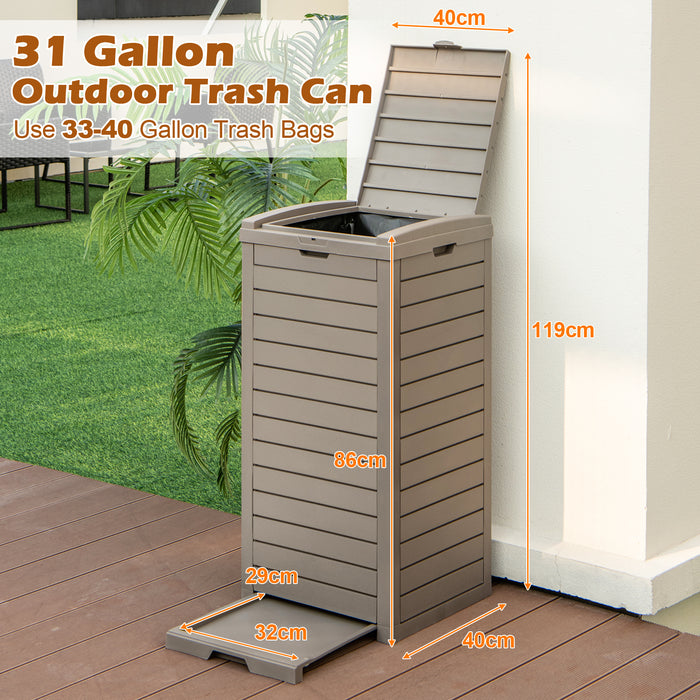 Large Capacity Trash Can 117.5L - With Lid and Pull-Out Liquid Tray Design, Black - Ideal for Outdoor Areas like Backyard