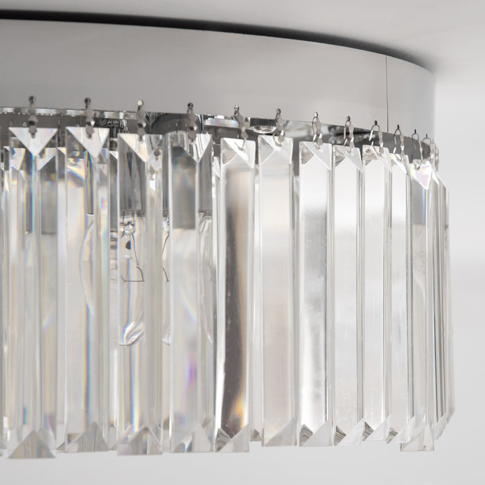 Elegant Crystal Chandelier - Modern 10-Light Flush Mount Ceiling Fixture with Stainless Steel Base - Ideal for Living Rooms, Hallways, and Bars