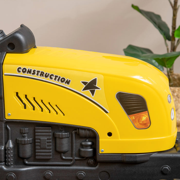 Pedal-Powered Go Kart Tractor with Attachable Shovel and Rake - Four-Wheeled Outdoor Ride-On Toy for Kids - Fun Yard Work and Play Vehicle for Children