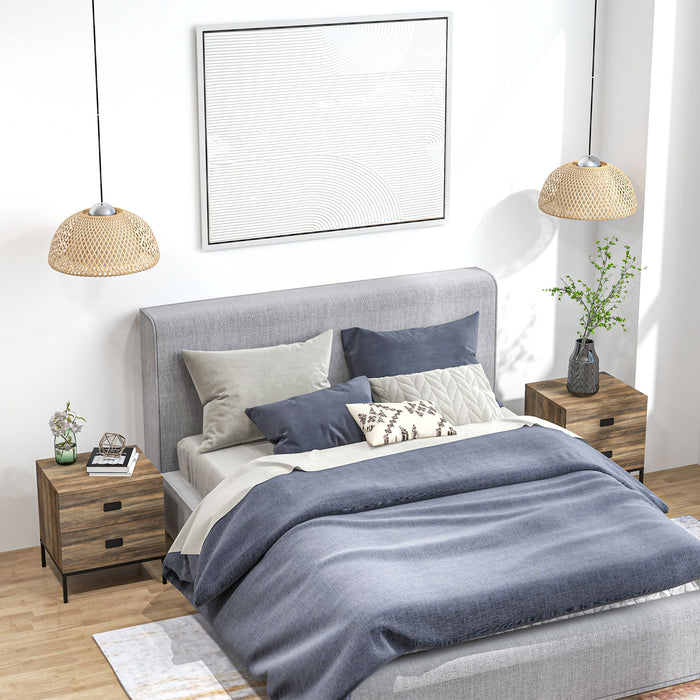 Vintage-Style Bedside Table Set - 2-Drawer End Side Unit with Sturdy Metal Frame - Ideal for Bedroom Coziness & Living Room Elegance