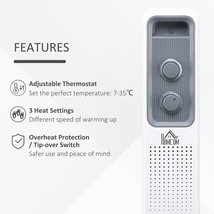 2720W Oil-Filled Radiator Heater - Portable Electric Heater with 3 Heat Settings and Adjustable Thermostat - Energy-Efficient Indoor Heating Solution with Safety Auto Shut-off