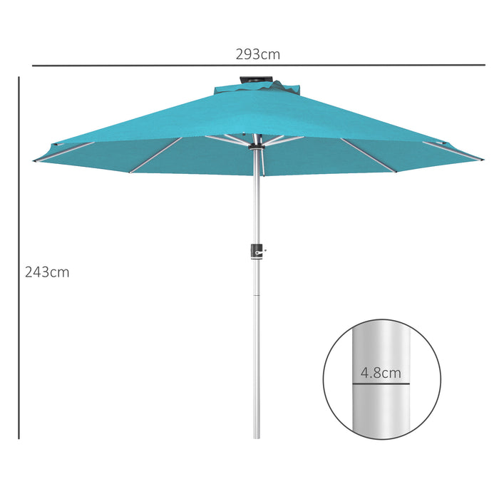 Solar-Powered LED Patio Umbrella with USB - 4 Lighting Modes, Lighted Outdoor Deck Umbrella - Perfect for Evening Entertainment and Relaxation