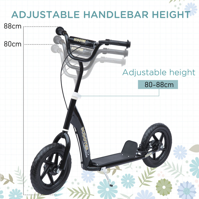 Kids' Stunt Scooter with 12-Inch EVA Tyres - Durable Push Scooter for Stunts and Riding - Perfect for Beginner to Intermediate Riders, Black