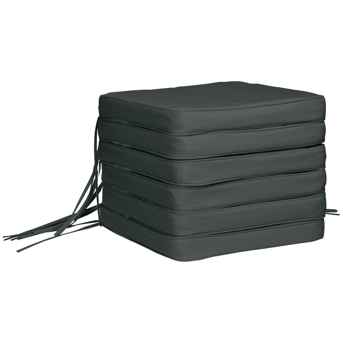 42x42 cm Grey Chair Cushions, Set of 6 - Comfortable and Durable Seat Pads - Ideal for Dining and Office Chairs