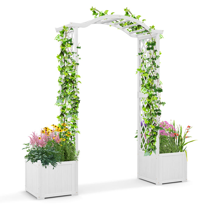 Natural Garden Wooden Arbor - Outdoor Structure with Planter - Ideal for Gardeners and Outdoor Decor Enthusiasts