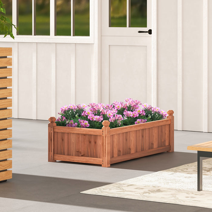 Rustic Brown Wood Raised Garden Bed - Durable Planting Box with Drainage Holes - Ideal Solution for Gardeners and Small Space Gardening