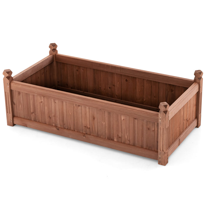 Rustic Brown Wood Raised Garden Bed - Durable Planting Box with Drainage Holes - Ideal Solution for Gardeners and Small Space Gardening