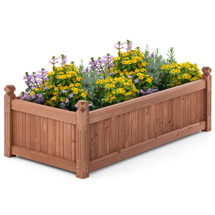 Rustic Brown Wood Raised Garden Bed - Durable Planting Box with Drainage Holes - Ideal Solution for Gardeners and Small Space Gardening