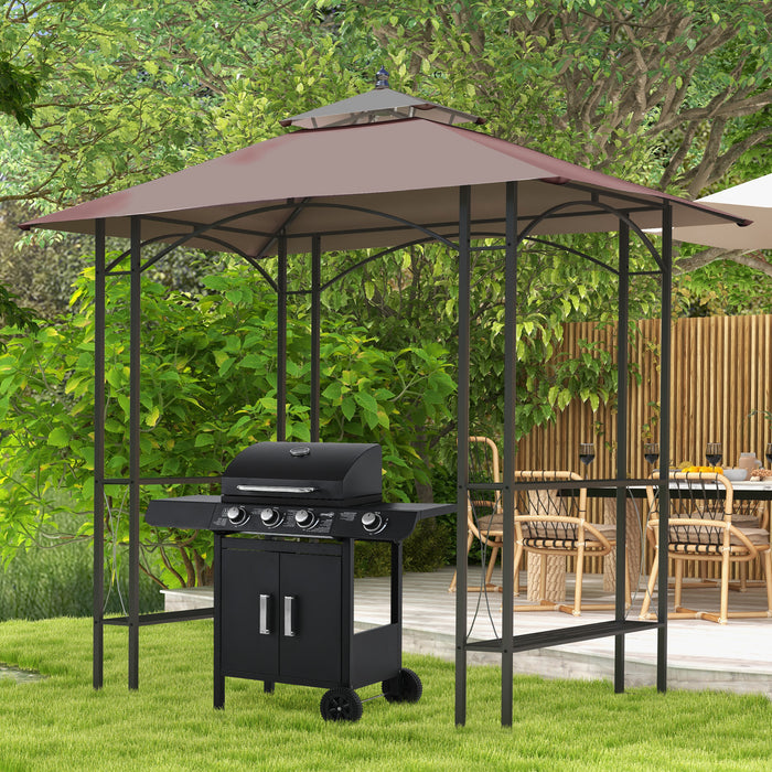 BBQ Canopy Shelter - Spacious 250x150cm Outdoor Grilling Tent with 255cm Height, Black and Coffee - Ideal Cover for BBQ Parties and Cookouts