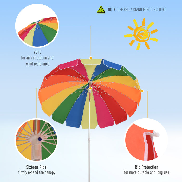 Arc 2.4m Beach Umbrella with Sand Anchor - Adjustable Tilt, Multicolor, Includes Carry Bag - Perfect Sun Protection for Outdoor Patio Use
